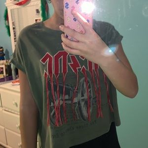 green and red acdc crop top